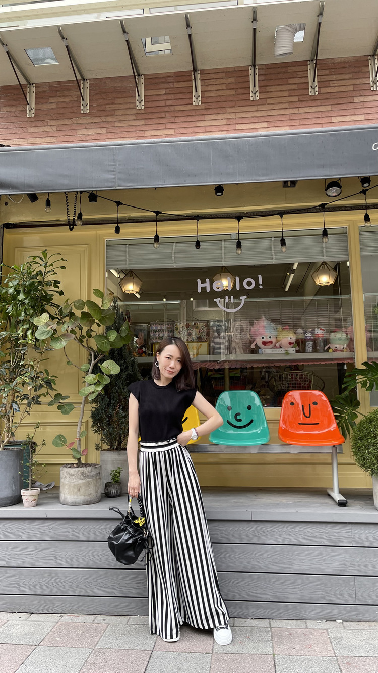 大長腿直條鬆緊寬褲