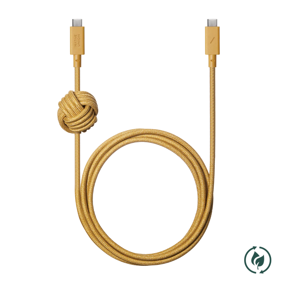 [C-C] 3公尺床邊充電線-石泥黃-240W快充