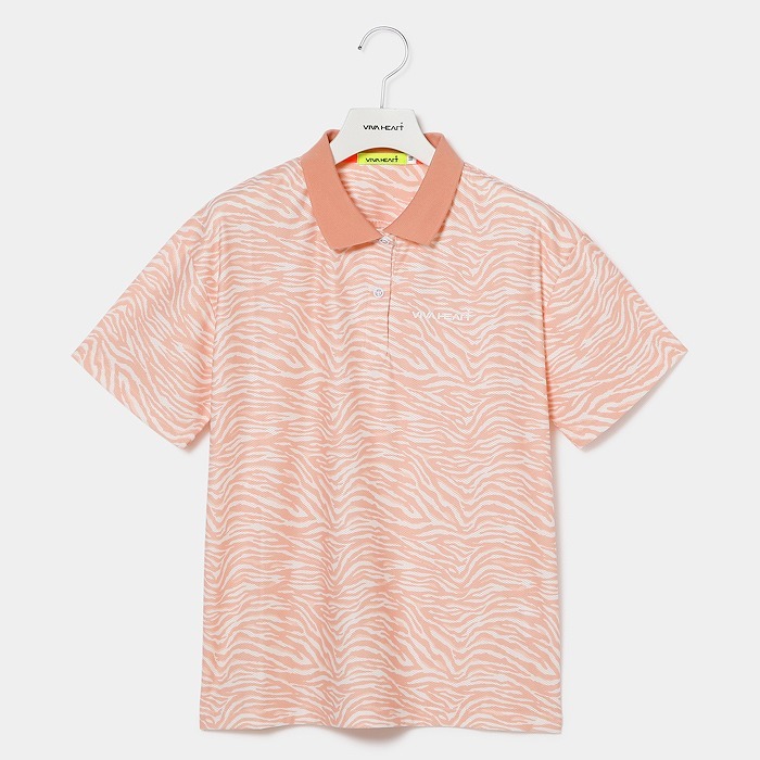 女士-透氣斑馬紋短袖Polo衫