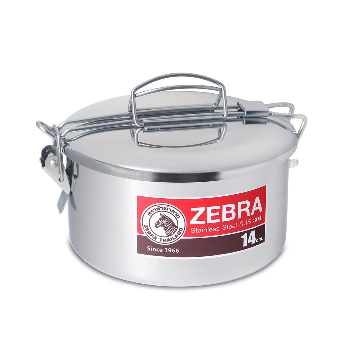 泰國斑馬牌 D14cm 1.1L 不銹鋼食物盒連內隔 -152-3-14