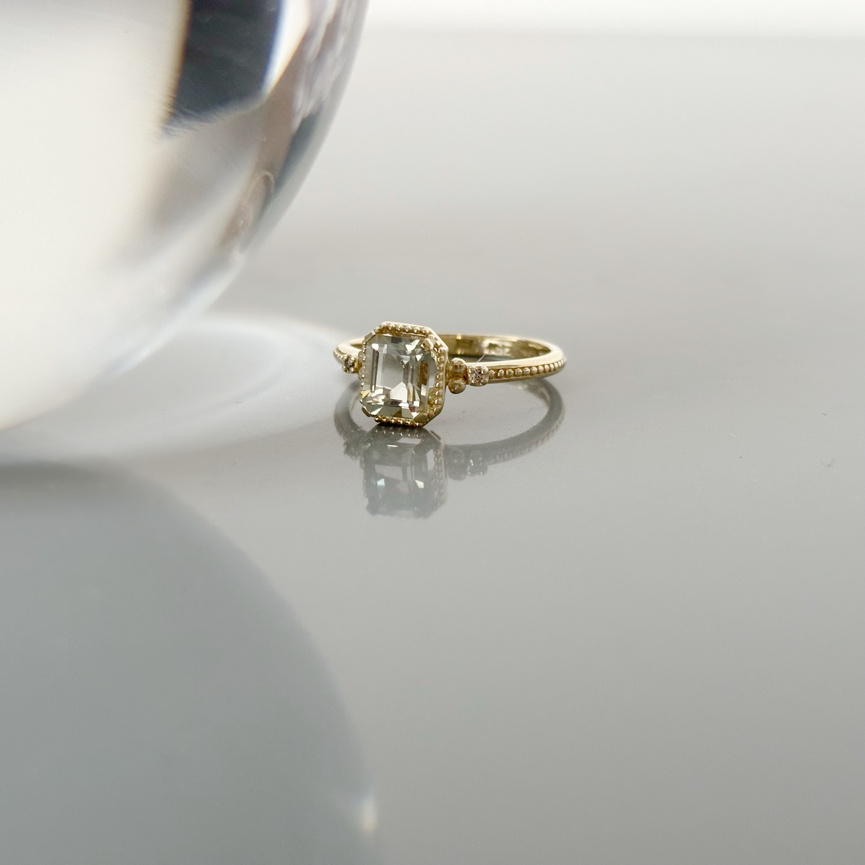 14k ionic綠色紫水晶真鑽戒指