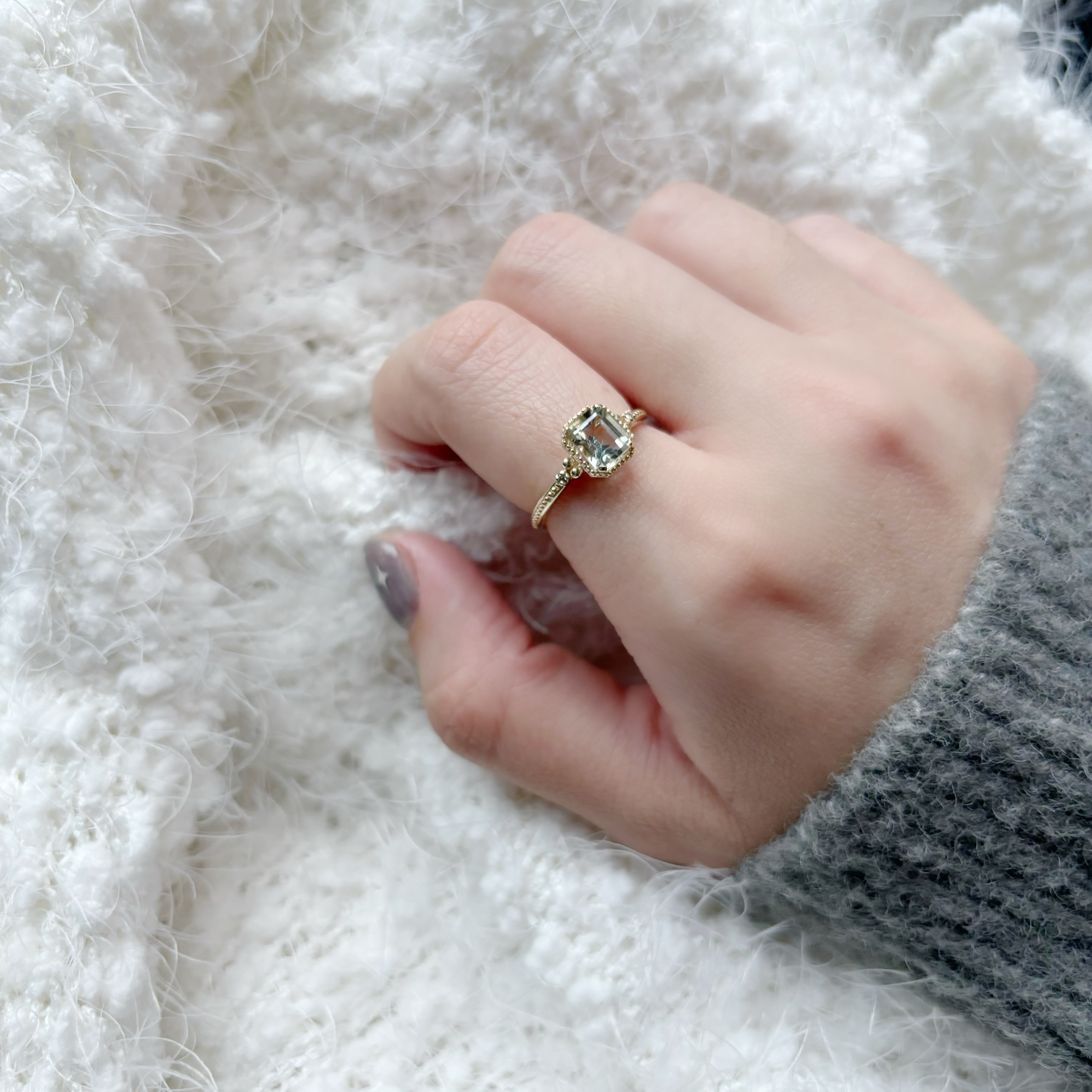 14k ionic綠色紫水晶真鑽戒指