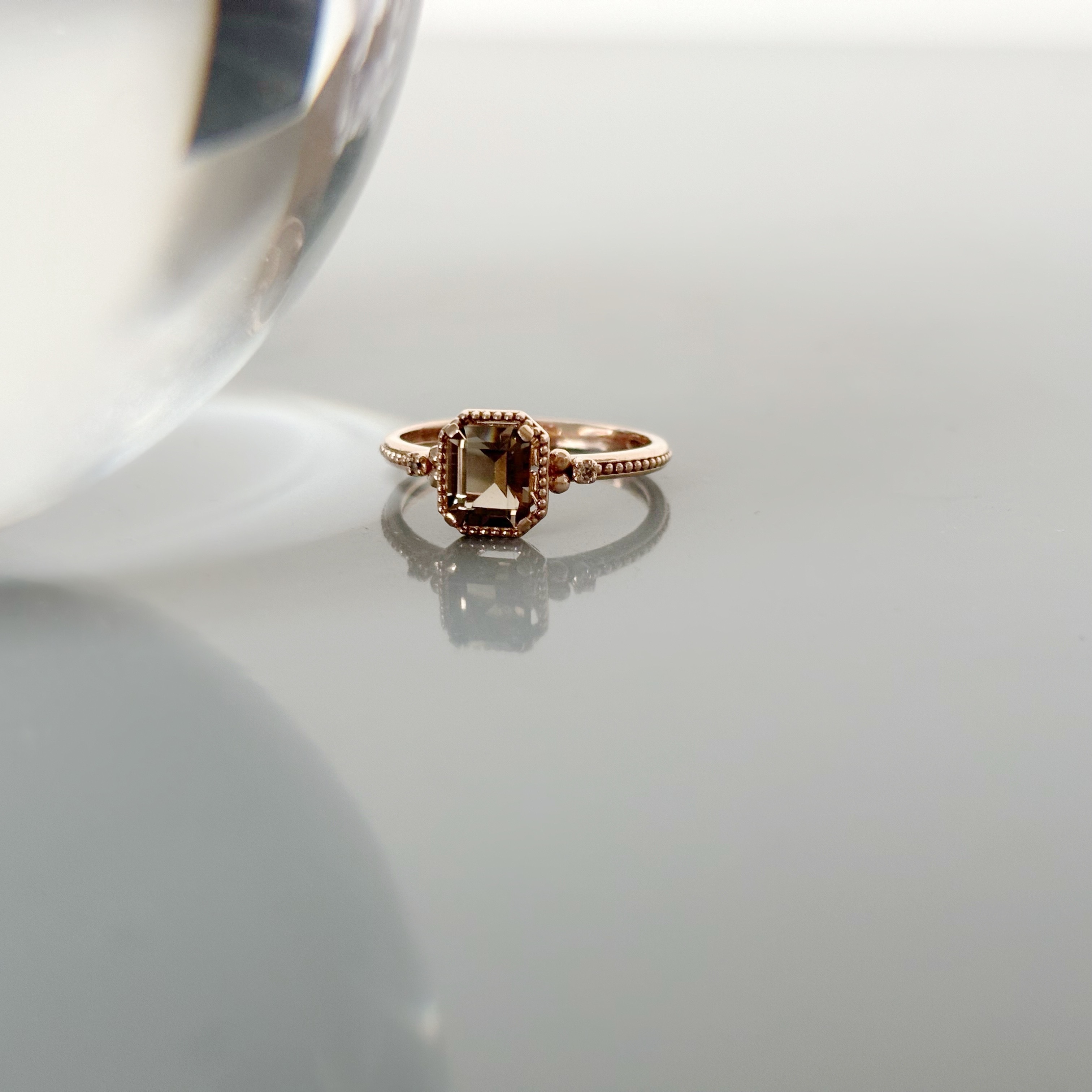 14k ionic茶晶真鑽戒指