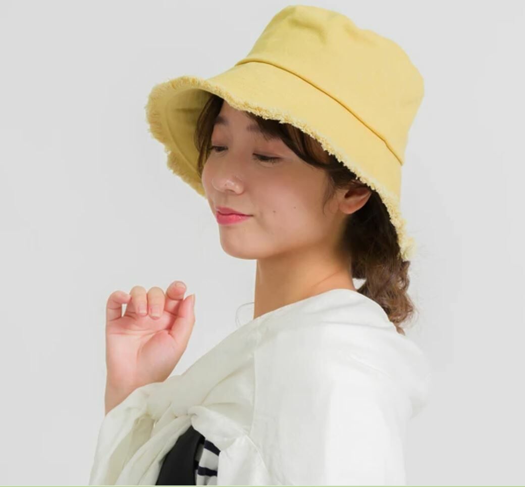黃色帆布防紫外線流蘇漁夫帽【日本直送】