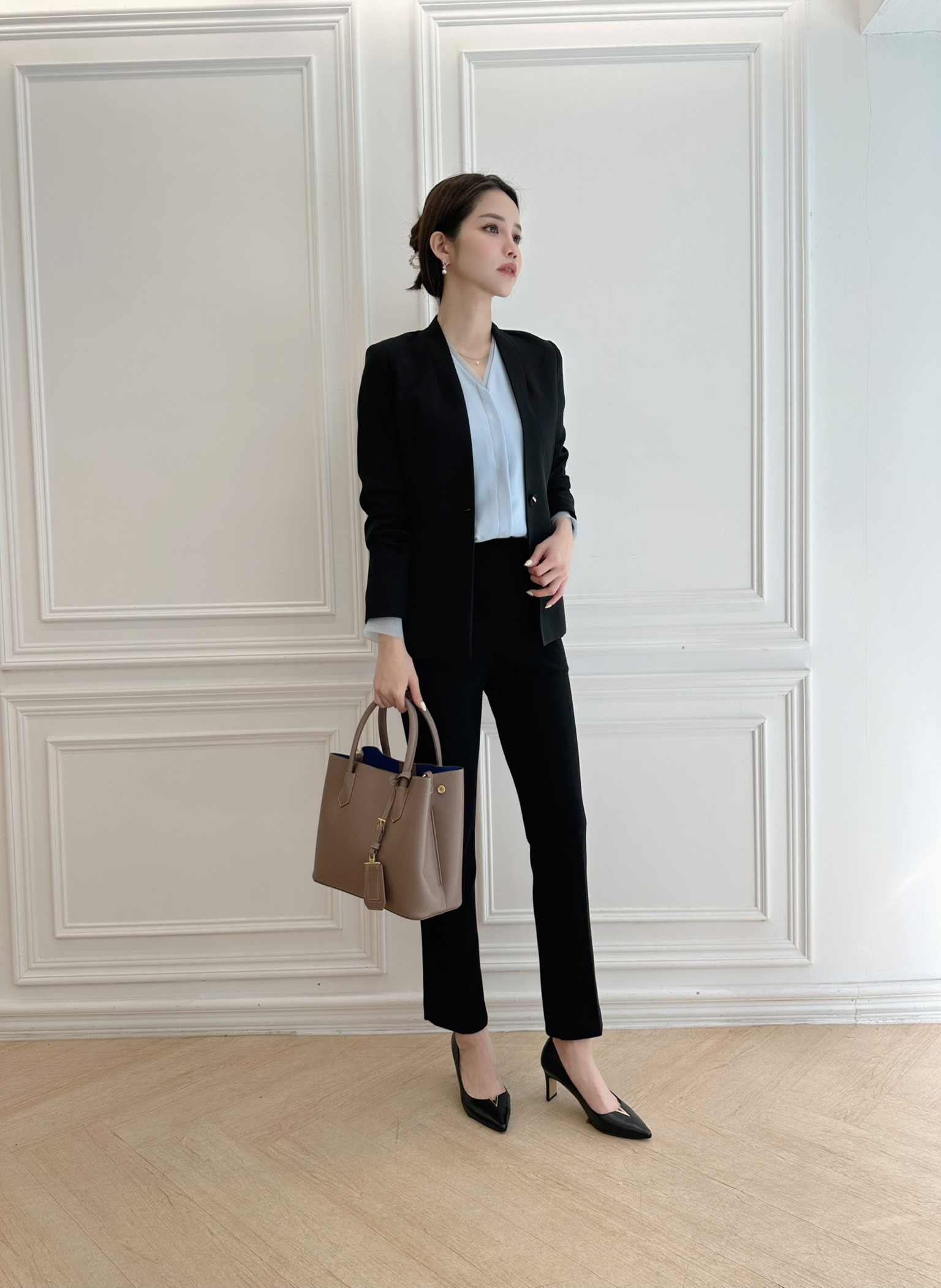 彈性修身窄腳西褲