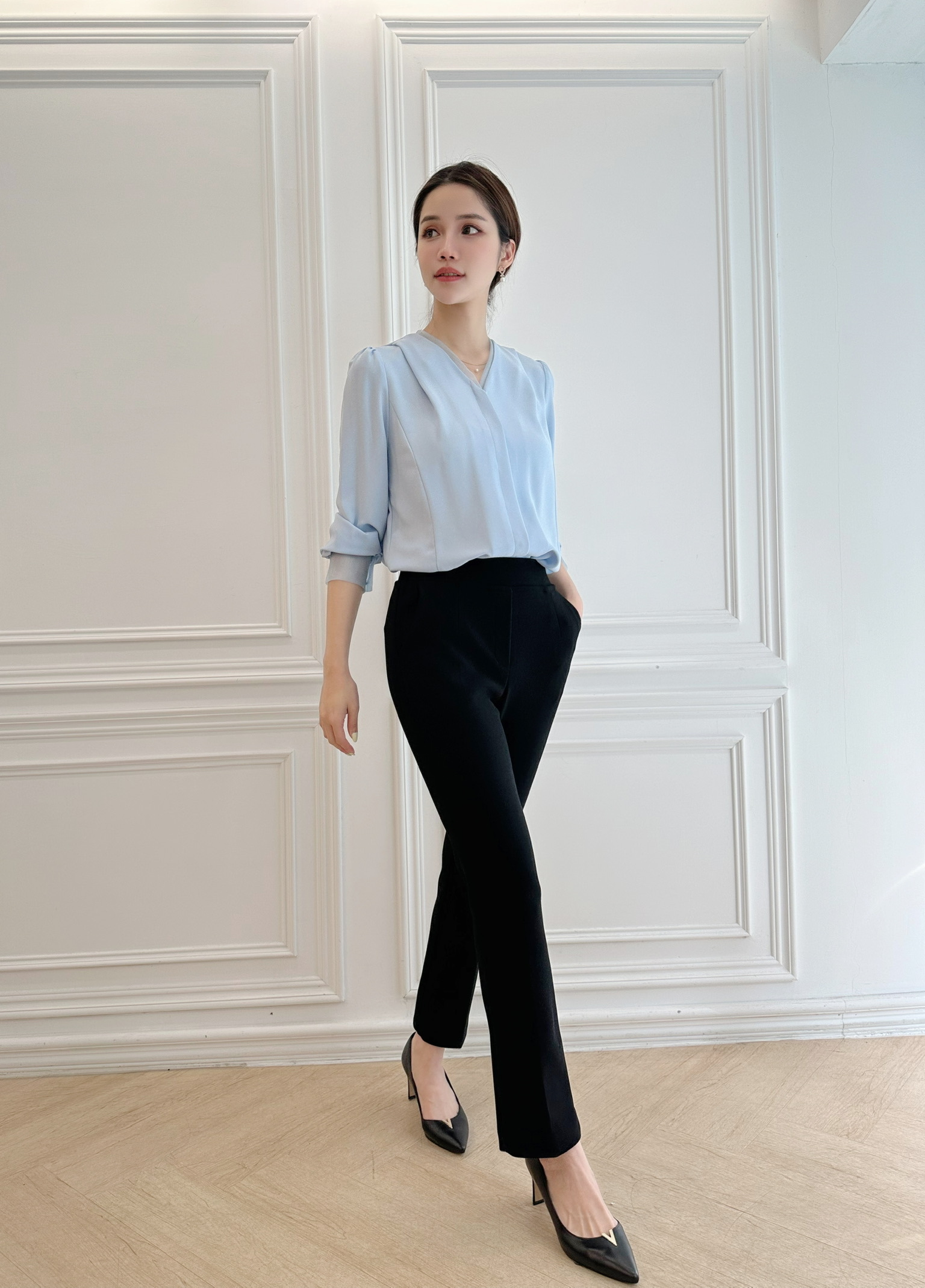 彈性修身窄腳西褲