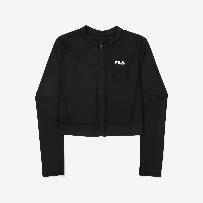[K] FILA WOMEN'S HOT SUMMER CROP FULL ZIP UP RASH GUARD,BLACK ...