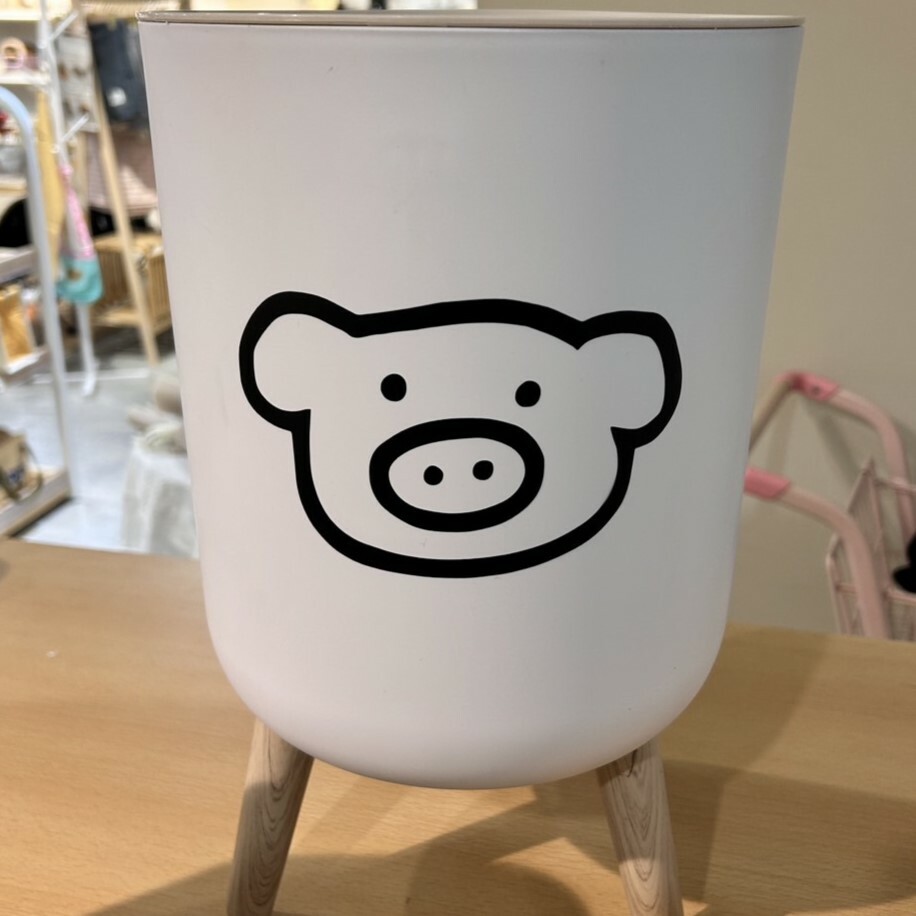 《3862》木質可愛彈簧高款垃圾桶