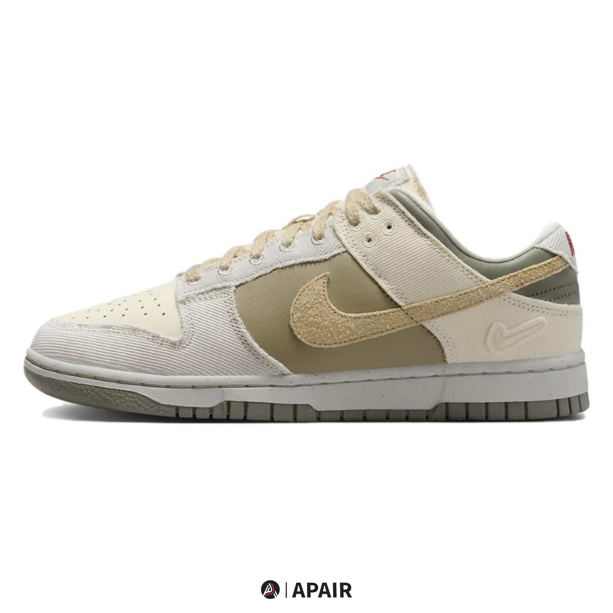 【APAIR】預購 NIKE DUNK LOW 焙茶牛奶 帆布 拼接 卡其 女鞋 FZ4341-100