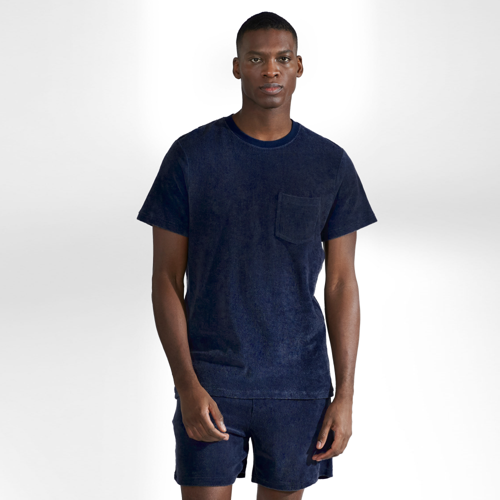 Terry T shirt 有機棉毛巾布圓領T - 海軍藍