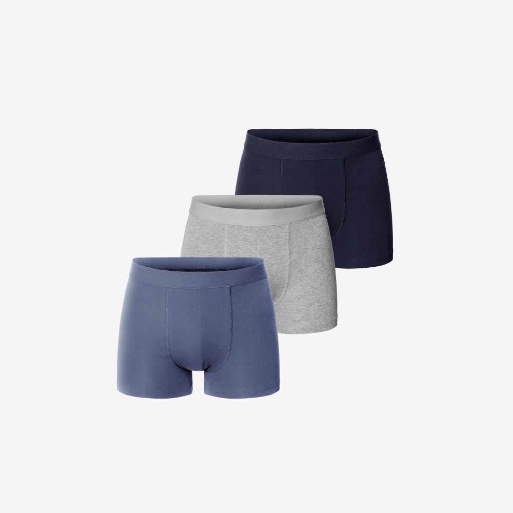 Bread & Boxers 三件組⎪有機棉男用四角內褲 - 季節限定款 灰/丹寧藍/深藍