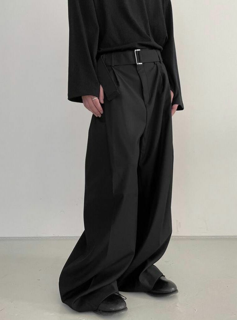 淨色連腰帶鬆身西褲 P2596