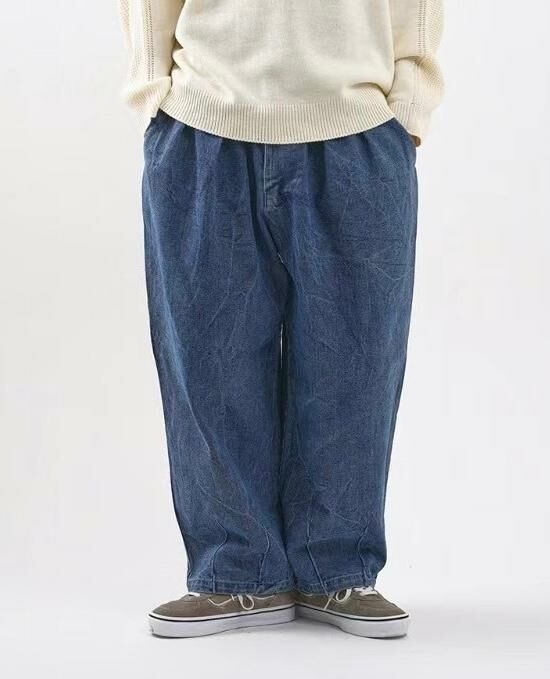 洗水淨色鬆身牛仔褲 P2714