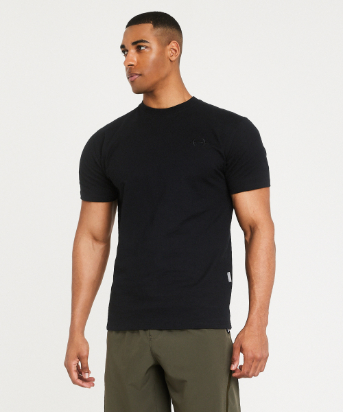 HDEX Symbol Embroidery Cotton Muscle Fit Short Sleeve - BLACK