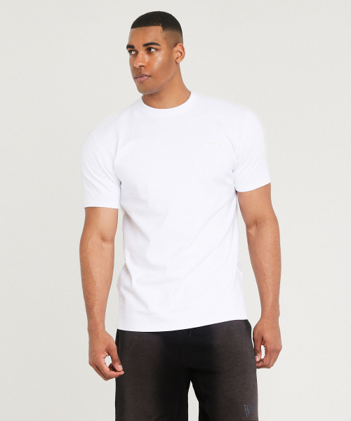 HDEX Symbol Embroidery Cotton Muscle Fit Short Sleeve - WHITE