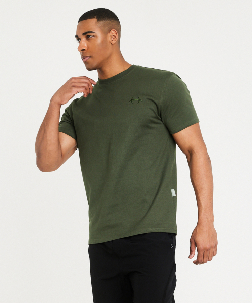 HDEX Symbol Embroidery Cotton Muscle Fit Short Sleeve - KHAKI