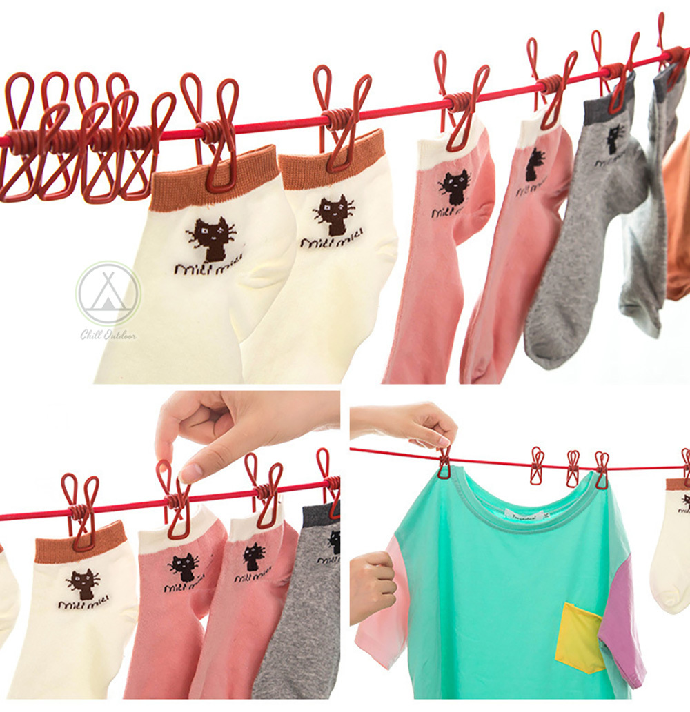 帶夾曬衣繩－(3色)