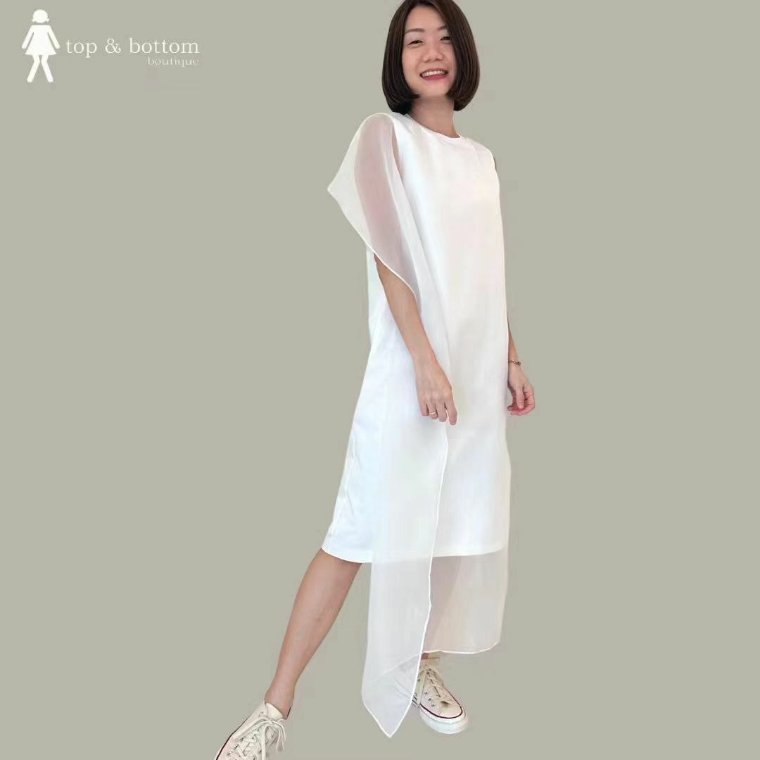 SLEEVELESS ORGANZA LAYERED SHIFT DRESS