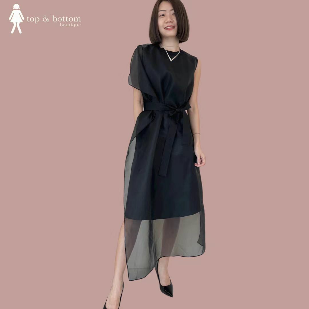 SLEEVELESS ORGANZA LAYERED SHIFT DRESS