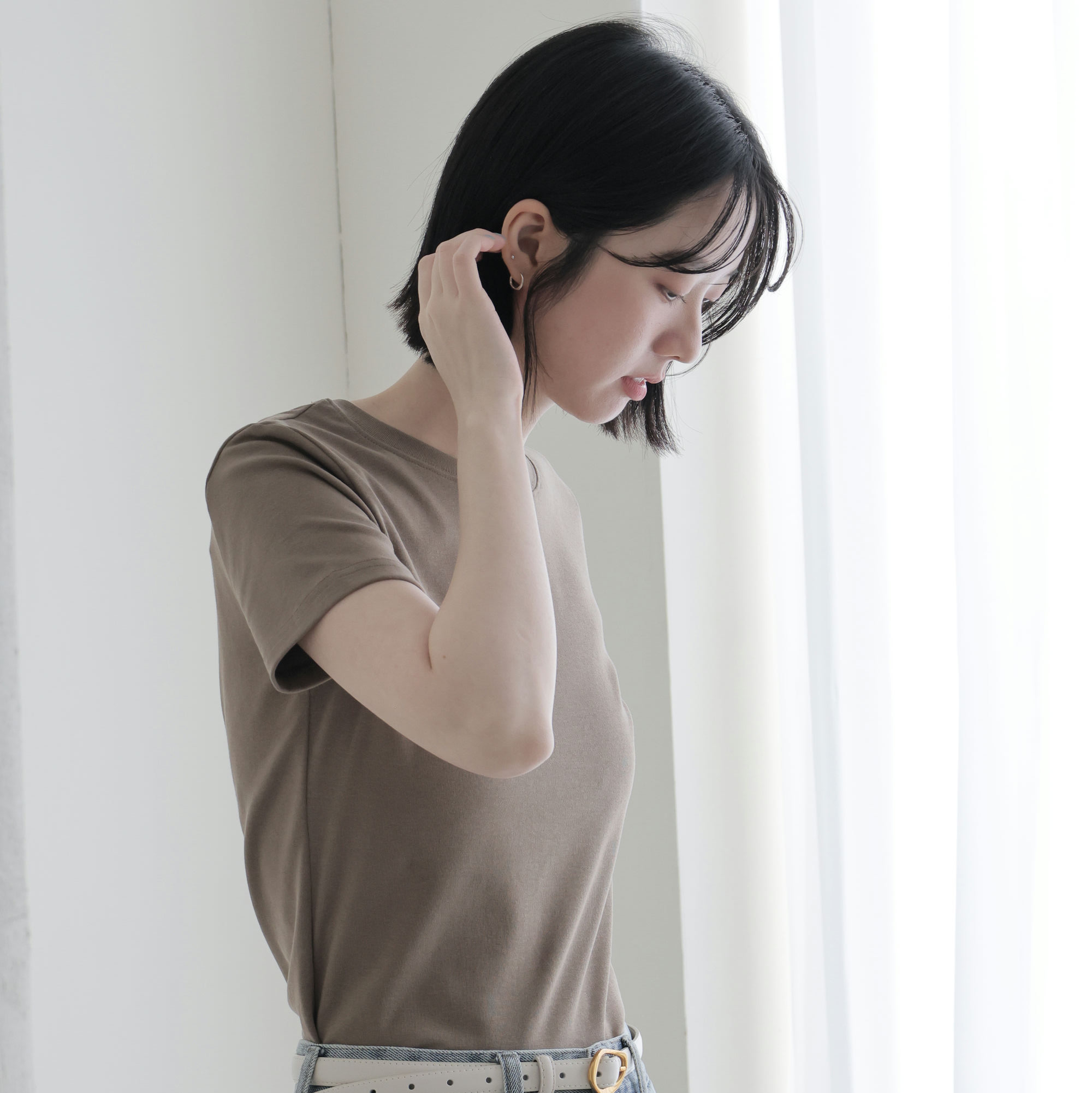 SALE300 顯瘦腰身棉圓領棉TEE