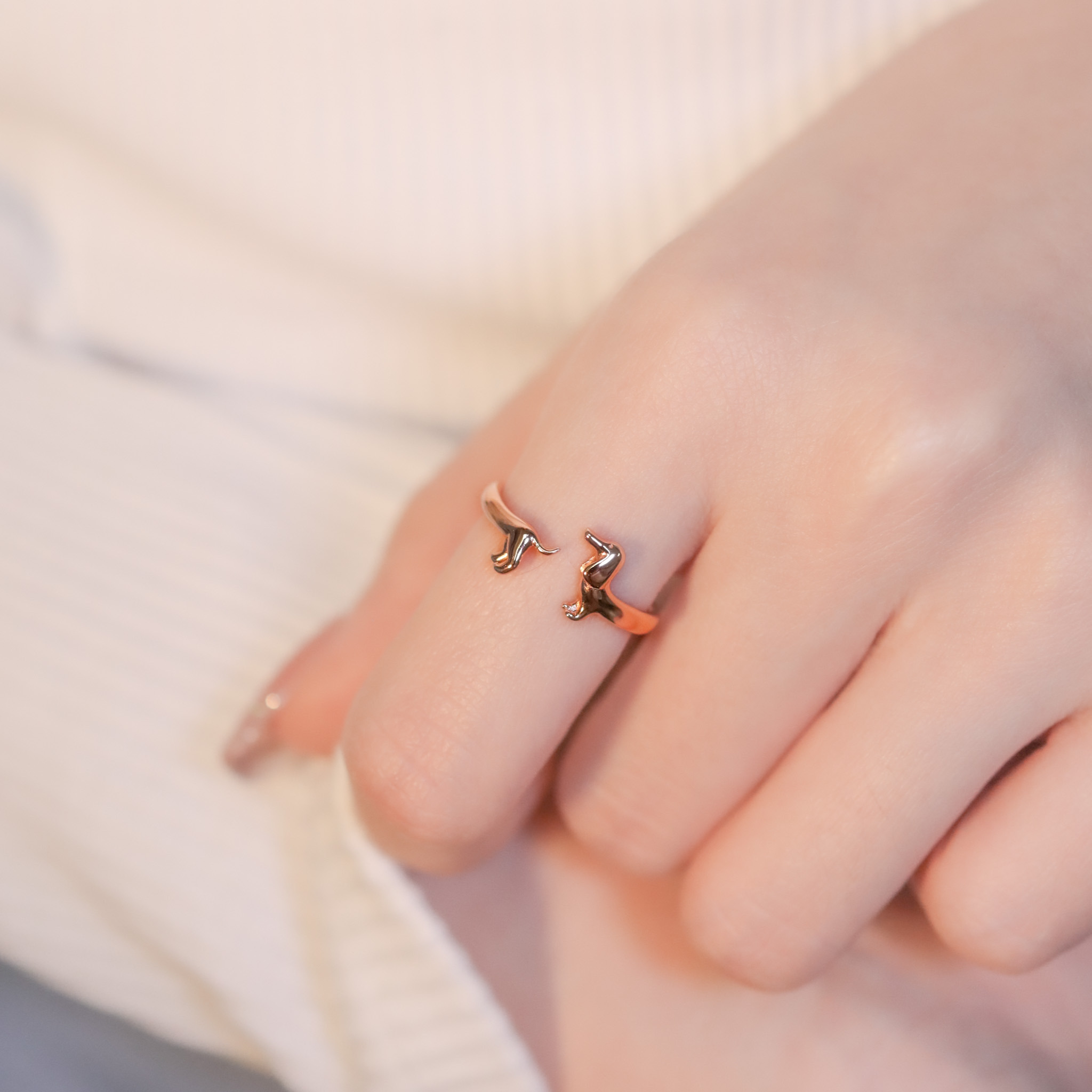 | 925 Silver・White Gold・Rose Gold | Cute Puppy Ring （Silver / Rose Gold） | RI0655 |