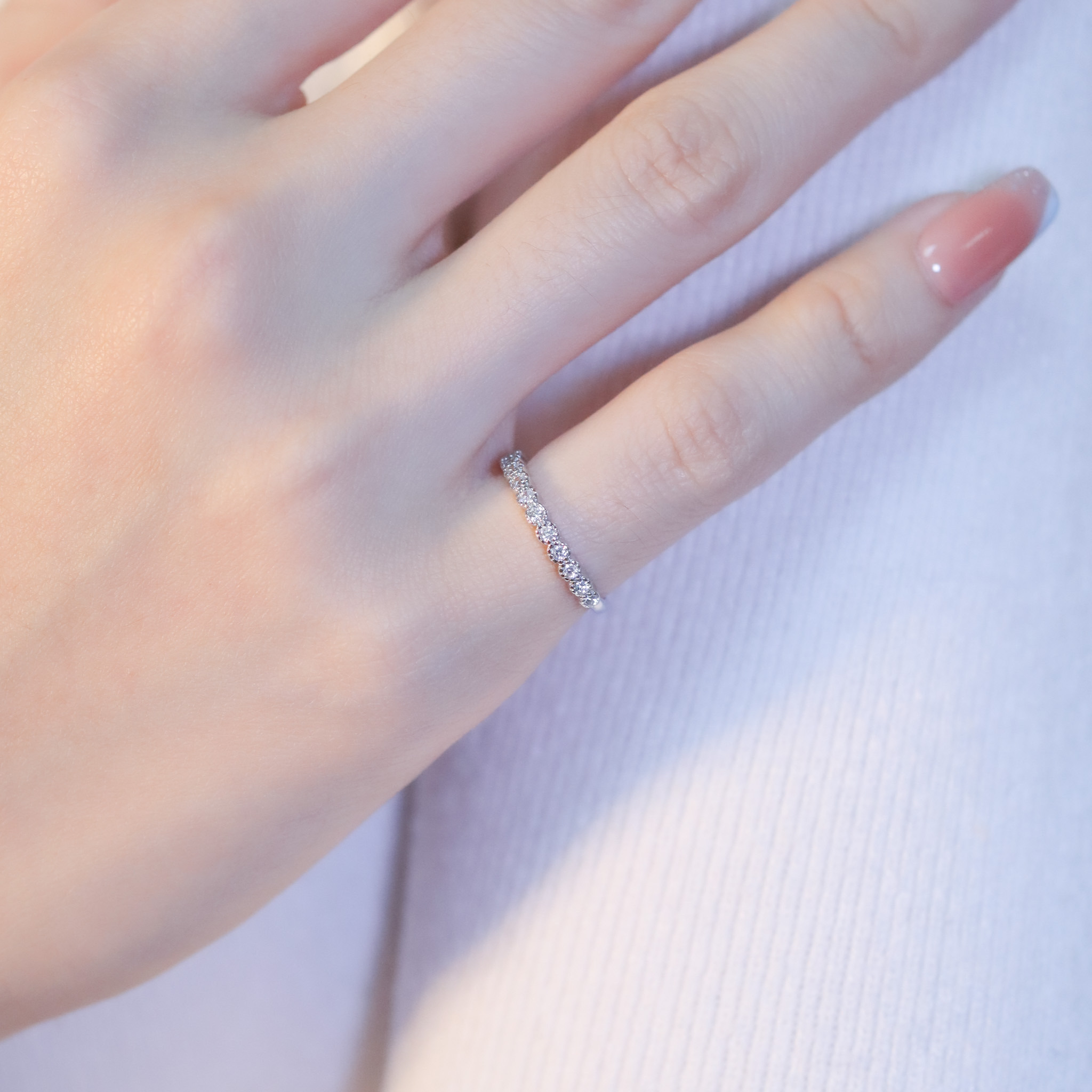 | 925 Silver・White Gold |  Star Line Pinky Ring | RI0642 |