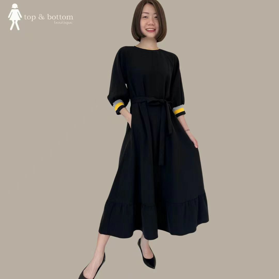 L/SLEEVE SOFT FABRIC LONG DRESS