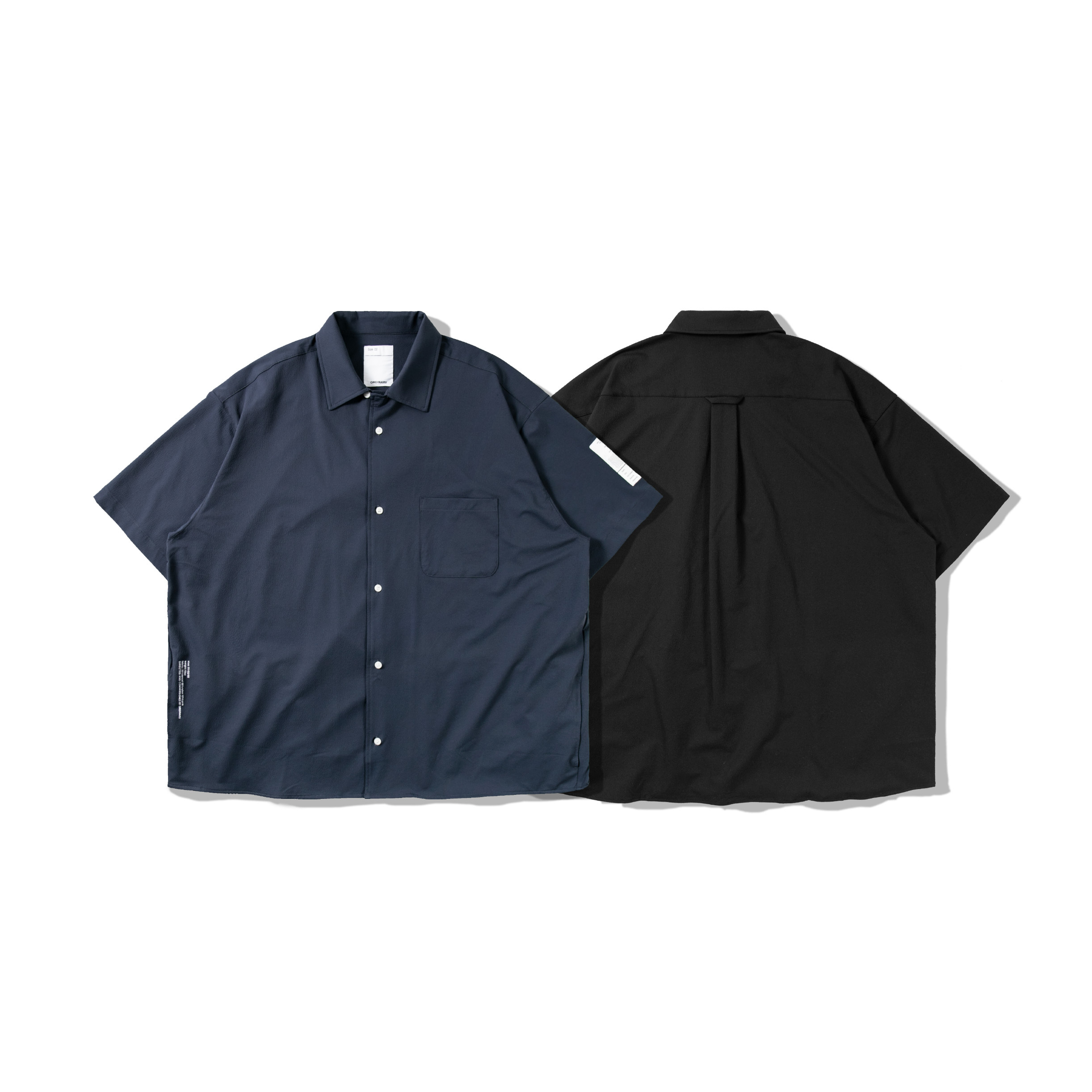 ORDINARY / SEERSUCKER STRAIGHT SHIRT - 石墨黑 / 太平洋藍