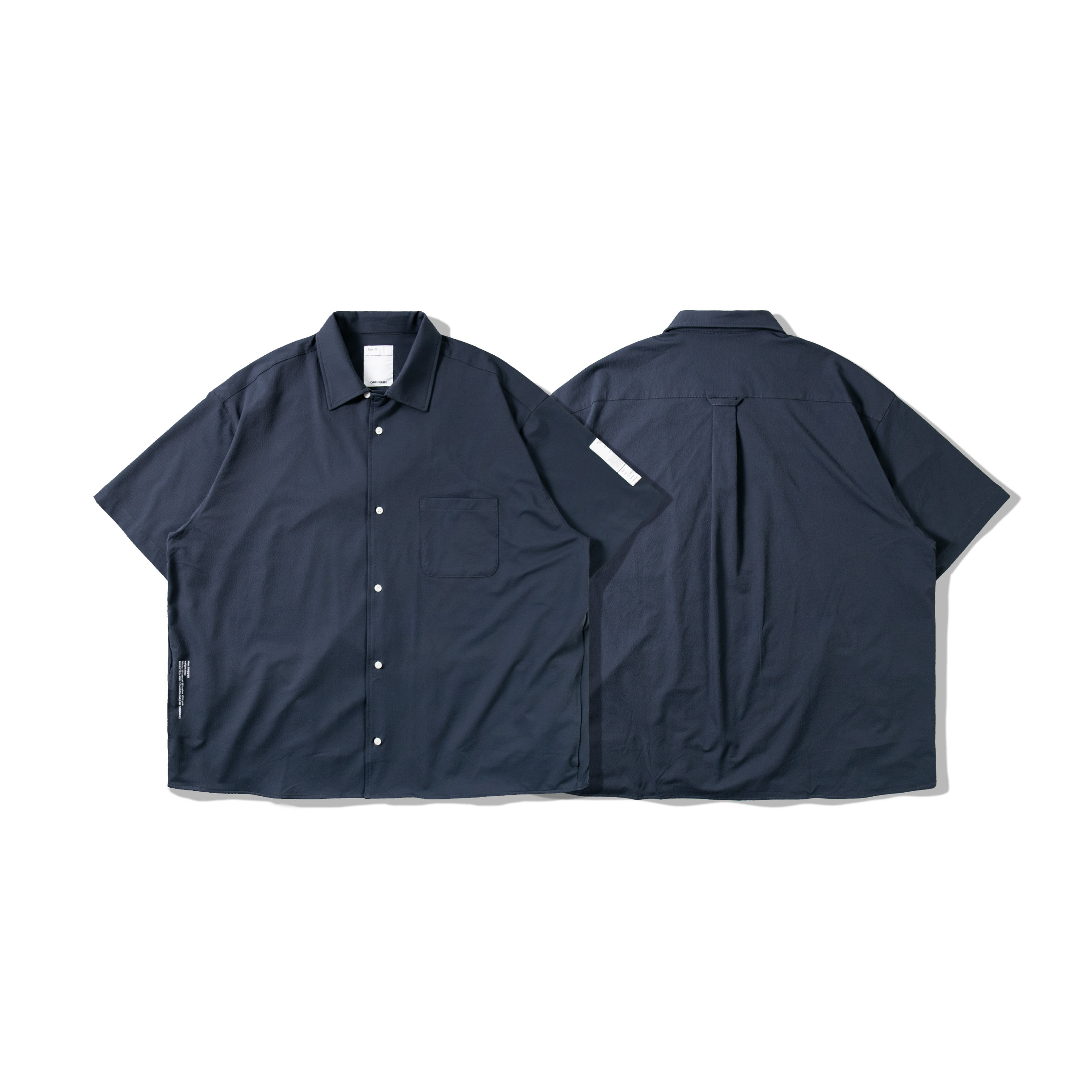 ORDINARY / SEERSUCKER STRAIGHT SHIRT - 石墨黑 / 太平洋藍
