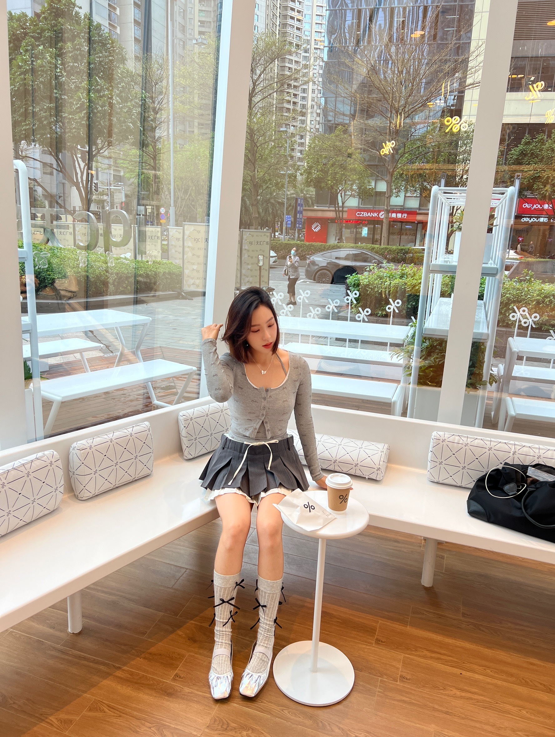 少女風蝴蝶結兩件式上衣