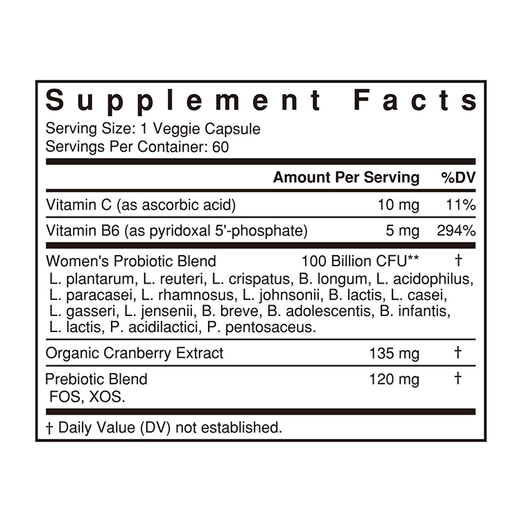 NewRhythm Probiotics for Women, Vitamin C & Organic Cranberry, 100 Billion CFU 18 Strains, 60 Veg Capsules