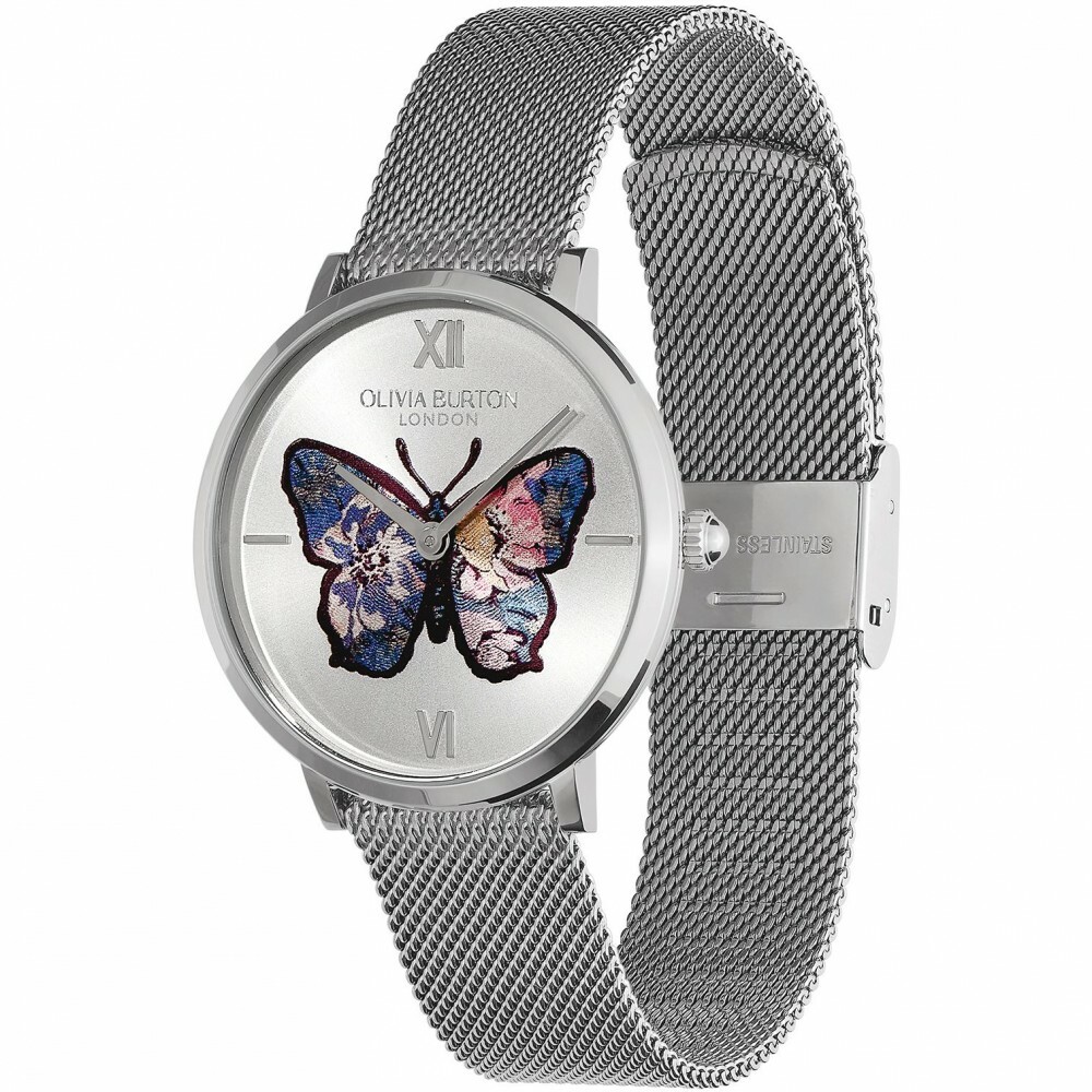 萬年鐘錶 -  Olivia Burton  藝術時尚  Ladies Signature Butterfly  蝴蝶雕花不鏽鋼米蘭錶帶女錶 24000146 錶徑35MM