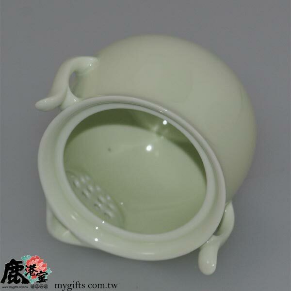 鹿港窯禮品館│青白釉 側壺茶具組-一壺二杯 禮盒