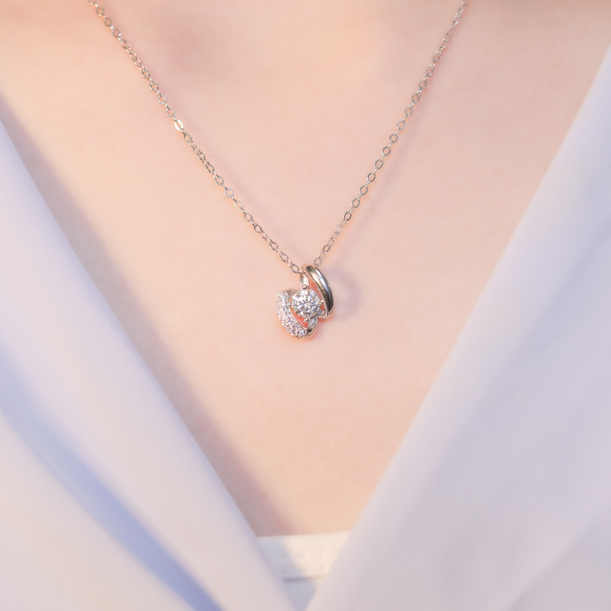 | 925 Silver・White Gold | Tambourine Of Happiness Necklace | NE1074 |