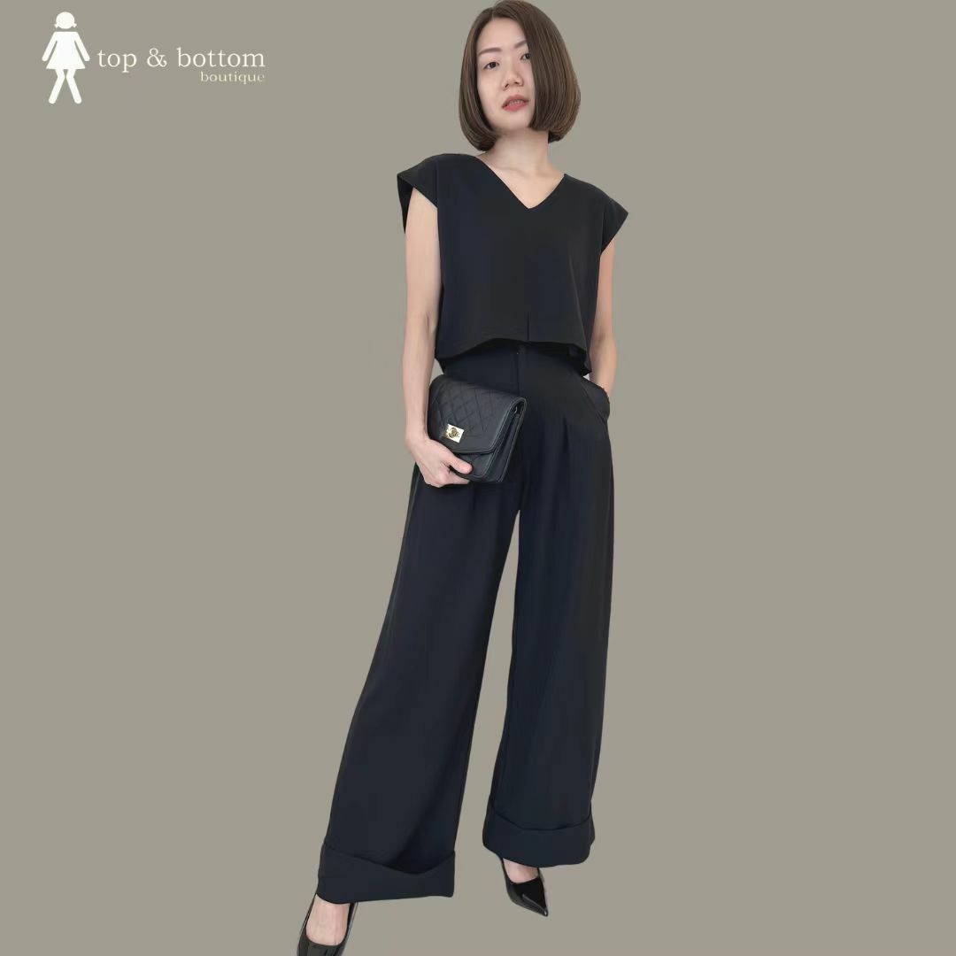 V NECK V SLEEVE SQUARE CROP BLOUSE