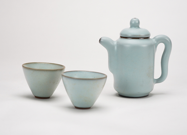 鹿港窯禮品館│汝窯茶具組(集思壺)-1壺1海3杯&1壺2杯│品茶好幫手 居家開運生活用品