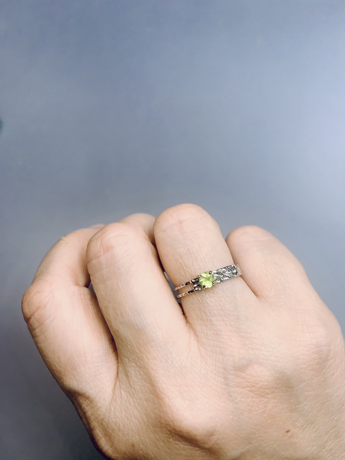 橄欖石銀戒指丨八月