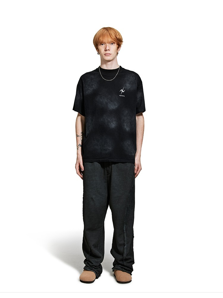 MOKACME 做舊噴色水洗基礎cleanfit短袖TEE