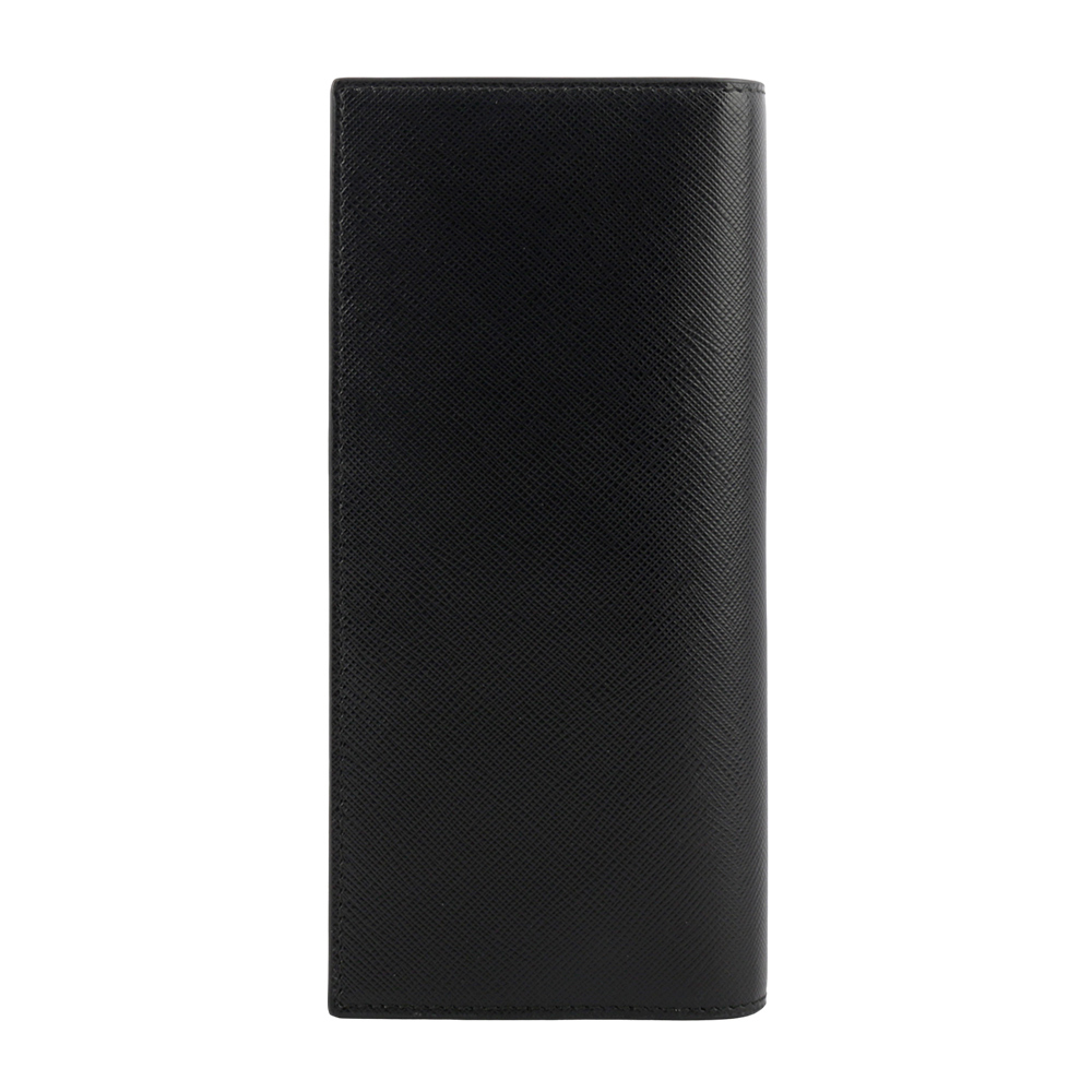 【PRADA】金色浮雕Logo 防刮牛皮二折長夾(黑色) 2MV836 QME F0632