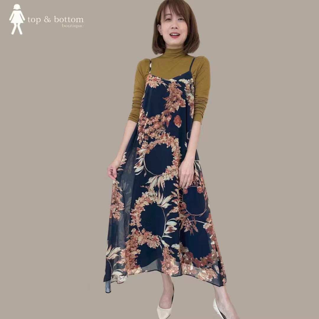 STRAP CHIFFON FLORAL DRESS (EXCLUDE INNER)