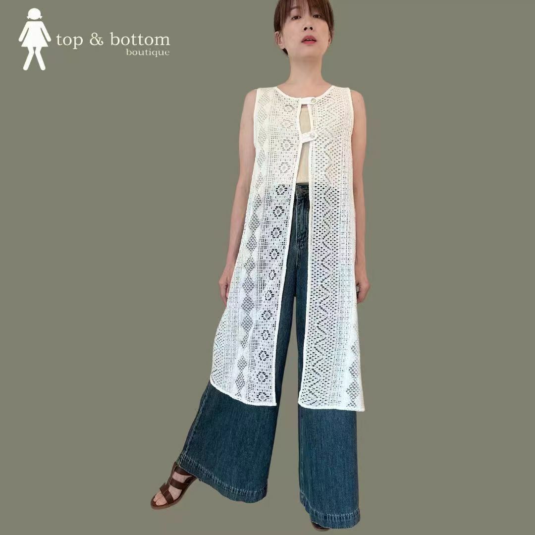 SLEEVELESS LACE LONG VEST