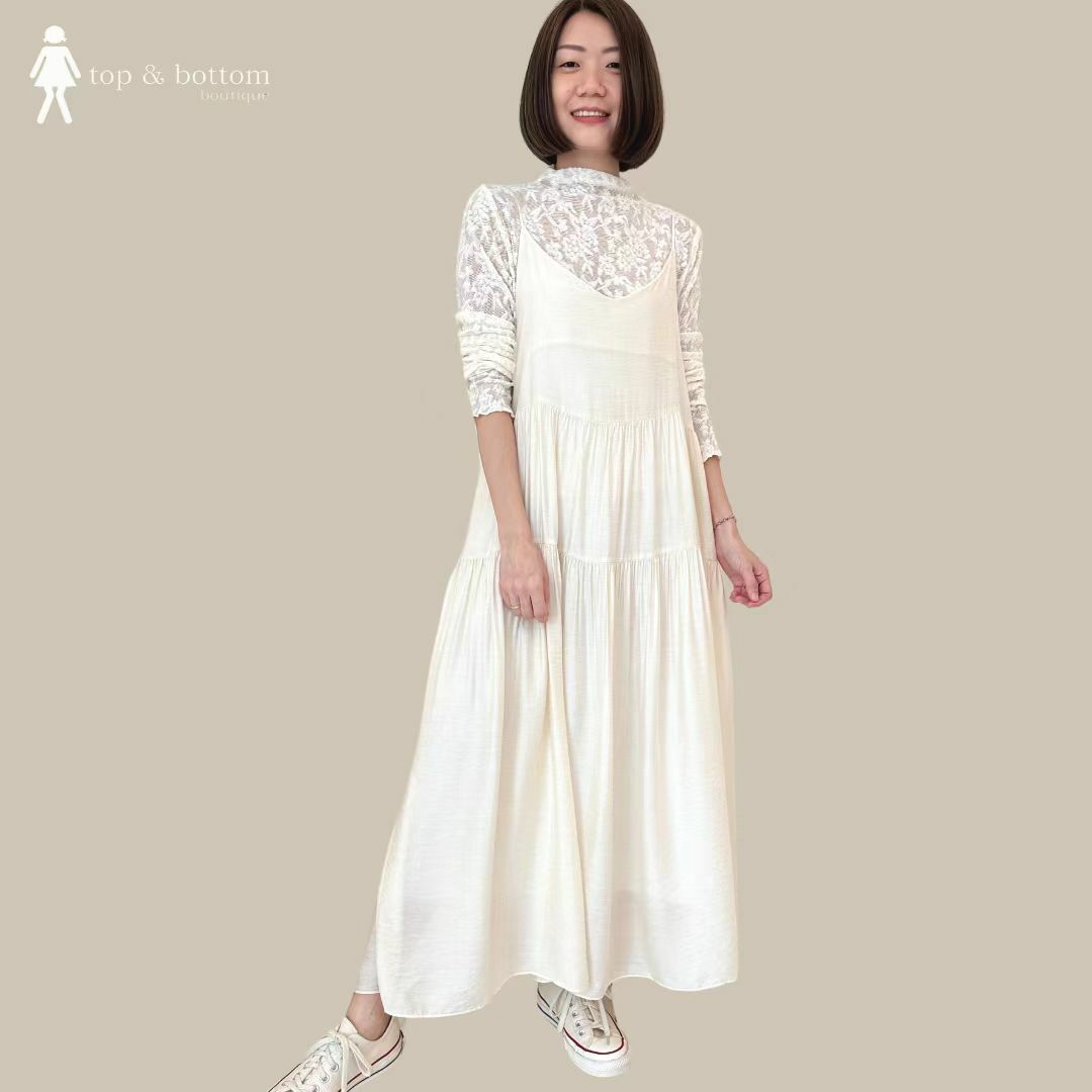 STRAP TIERED LONG DRESS (EXCLUDE INNER)