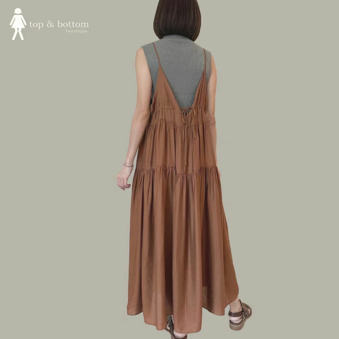 STRAP TIERED LONG DRESS (EXCLUDE INNER)
