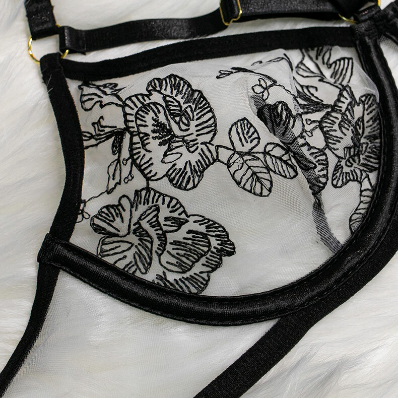 時尚蕾絲刺繡花邊交叉性感內衣