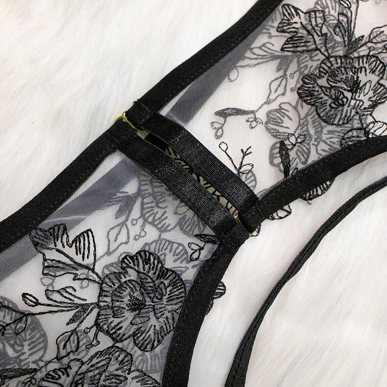 時尚蕾絲刺繡花邊交叉性感內衣