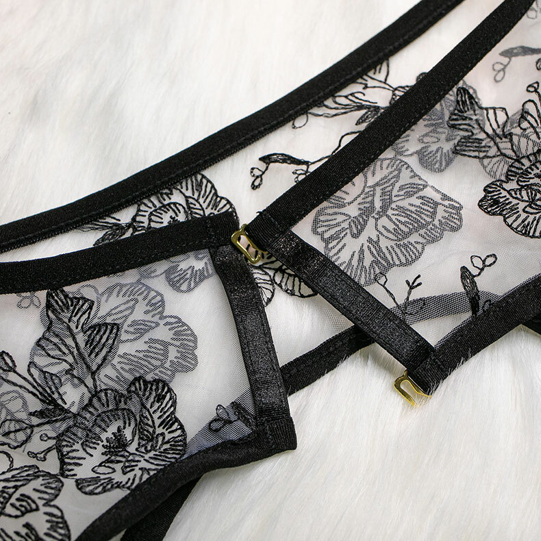 時尚蕾絲刺繡花邊交叉性感內衣