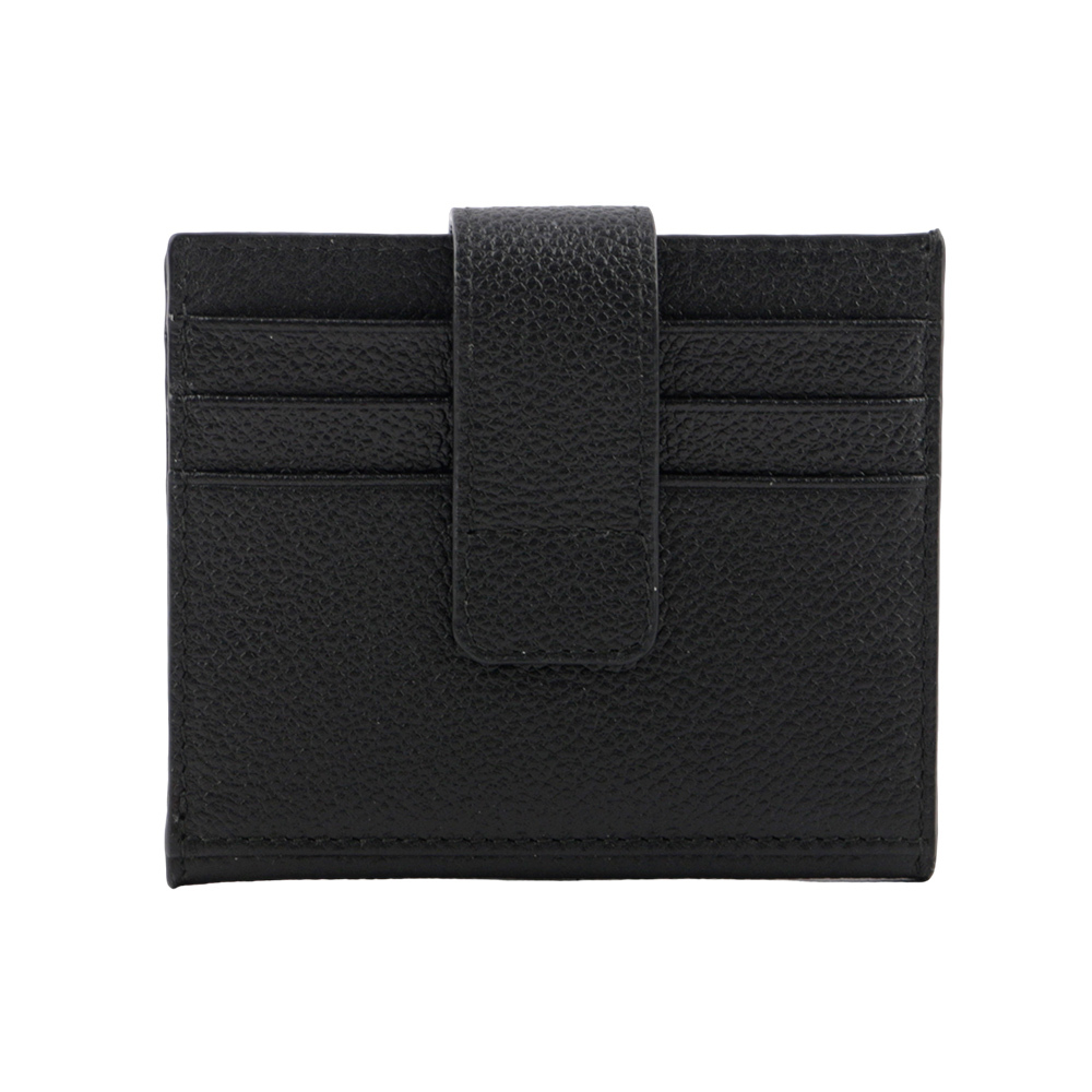 【PRADA】銀字Logo 粒紋牛皮釦式二折卡片夾/名片夾(黑色) 2MC049 2CGS F0002