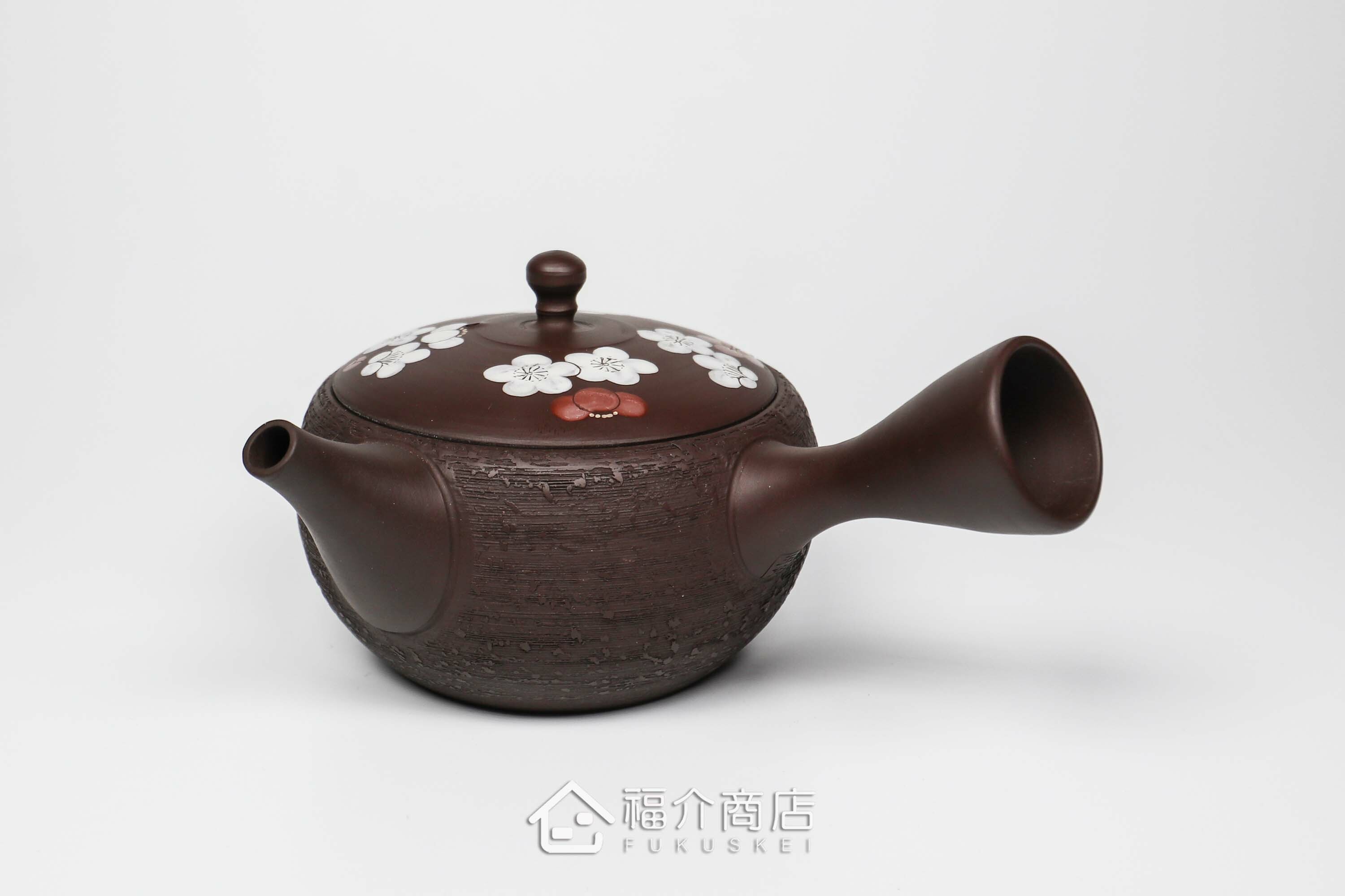 泡茶用的270ml松皮紅白梅蓋造型陶壺