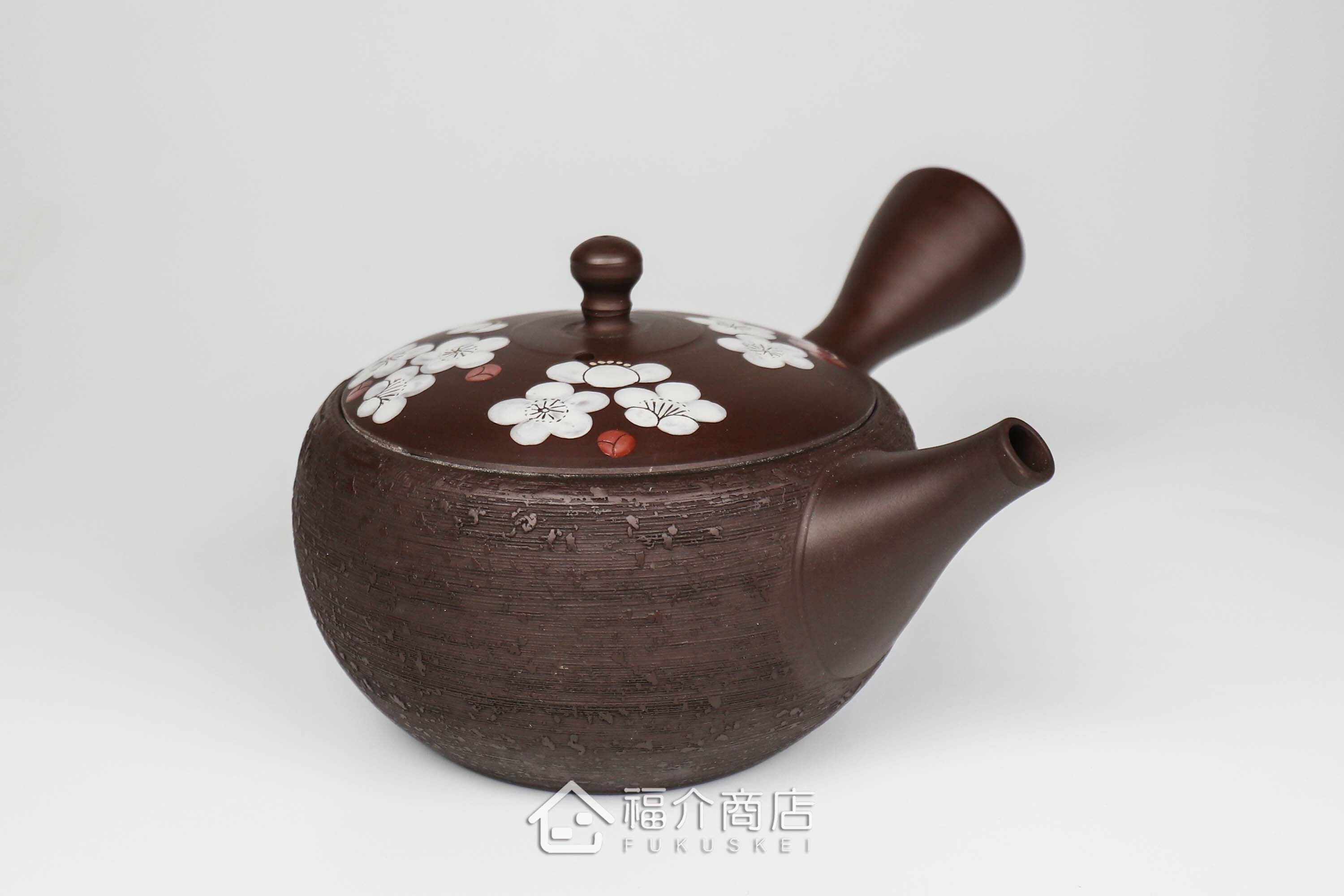 泡茶用的270ml松皮紅白梅蓋造型陶壺