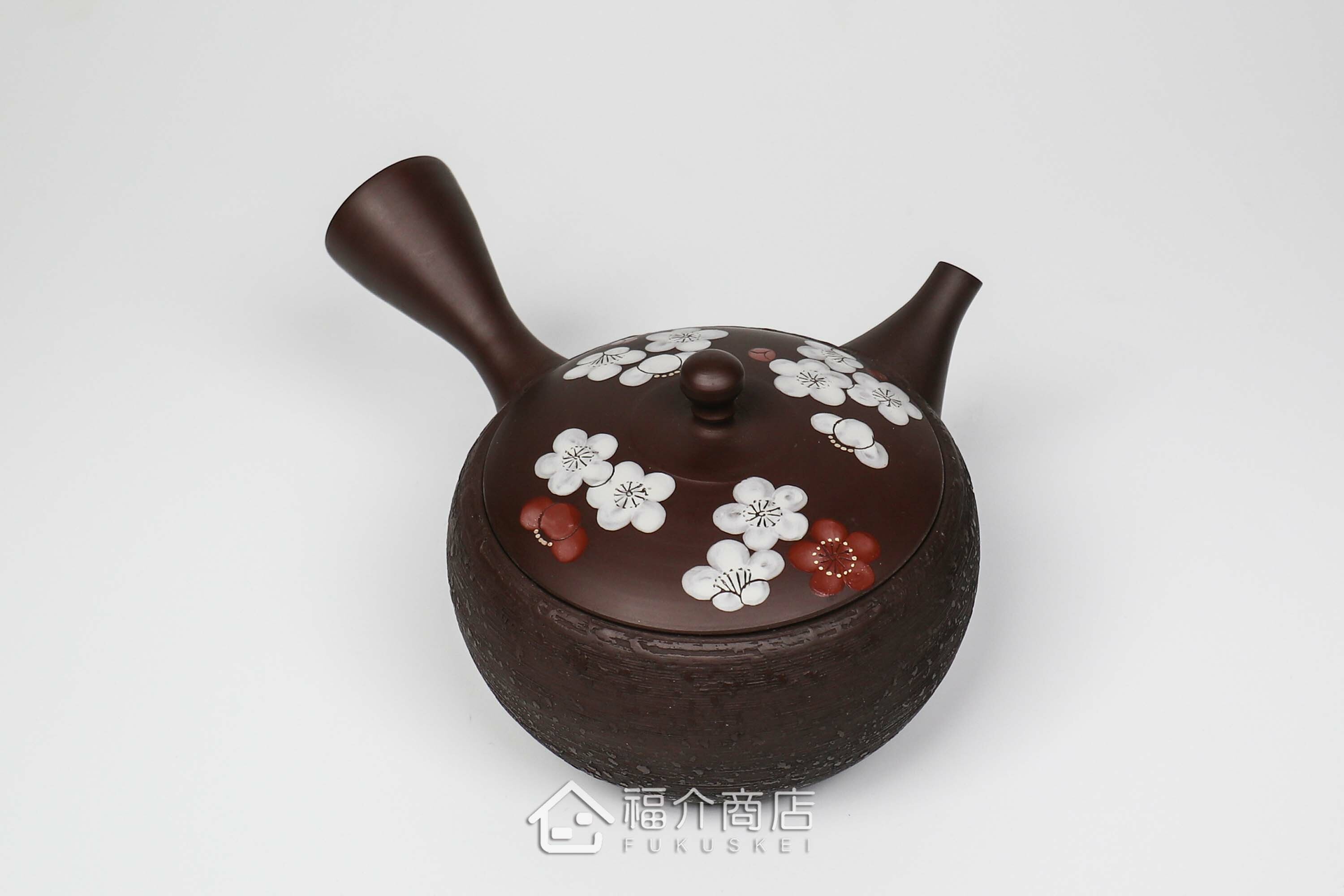 泡茶用的270ml松皮紅白梅蓋造型陶壺